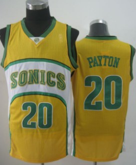 Men's Seattle Supersonics #20 Gary Payton 1994-95 Yellow Swingman Jersey