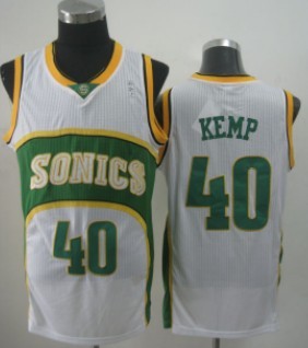 Men's Seattle Supersonics #40 Shawn Kemp 1994-95 White Swingman Jersey