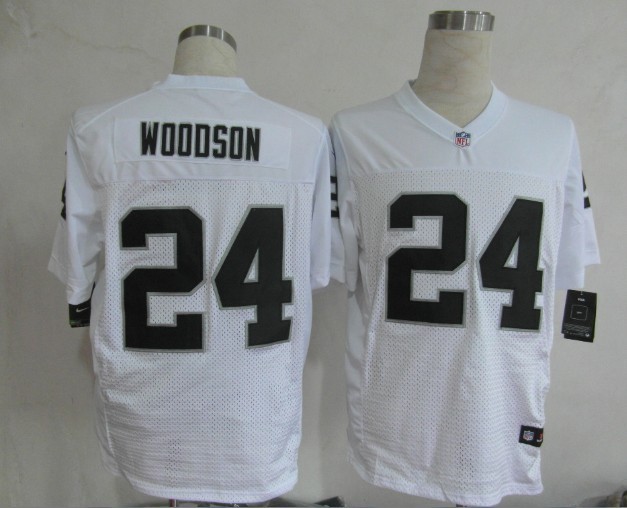 Men's Oakland Raiders #24 Charles Woodson White Nike Elite Jersey