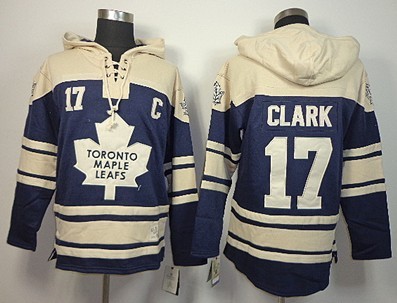 Toronto Maple Leafs #17 Wendel Clark Navy Blue Old Time Hockey hoodies