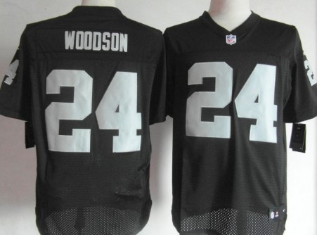 Men's Oakland Raiders #24 Charles Woodson Black Nike Elite Jersey