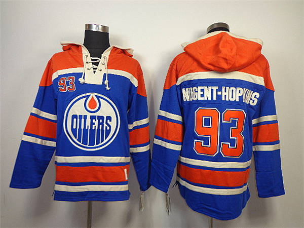 Edmonton Oilers #93 Ryan Nugent-Hopkins Blue Old Time Hockey hoodies