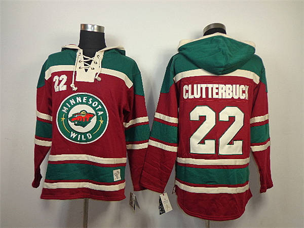 Minnesota Wild #22 Cal Clutterbuck Red Old Time Hockey hoodies