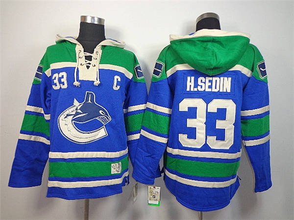 Vancouver Canucks #33 Henrik Sedin Blue Old Time Hockey hoodies