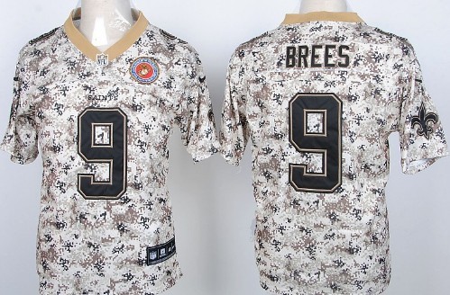 Men's  New Orleans Saints #9 Drew Brees 2013 Nike USMC Camo Elite Jersey