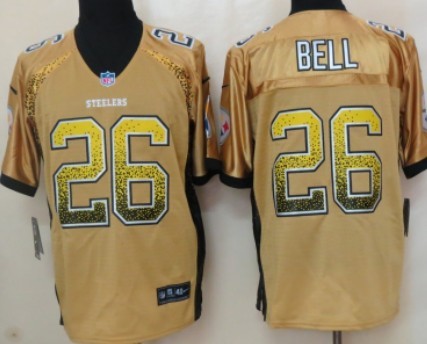 Men's Pittsburgh Steelers #26 LeVeon Bell 2013 Nik Drift Fashion Yellow Elite Jersey