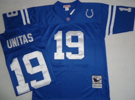 Men's Indianapolis Colts #19 Johnny Unitas Blue Throwback Jersey