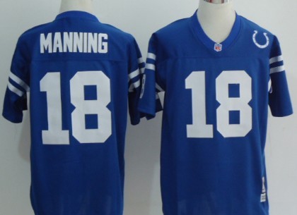 Men's Indianapolis Colts #18 Peyton Manning Blue Throwback Jersey