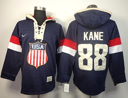 2014 Olympics USA Team Hoodies #88 Patrick Kane Navy Blue