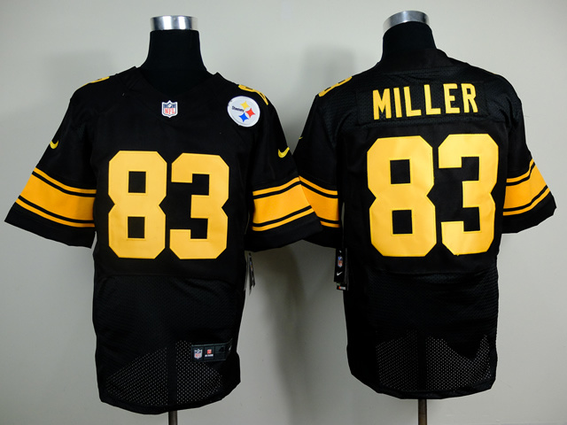 Men's Pittsburgh Steelers #83 Heath Miller Black With Yellow Nik Elite Jersey