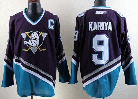 Men's Anaheim Ducks #9 Paul Kariya Black Throwback CCM Jersey