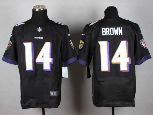 Men's Baltimore Ravens #14 Marlon Brown 2013 Black Nik Elite Jersey
