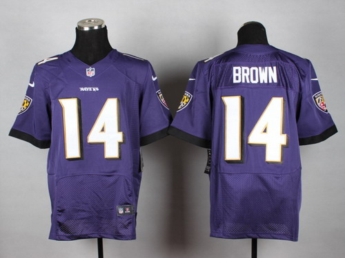Men's Baltimore Ravens #14 Marlon Brown 2013 Purple Nik Elite Jersey