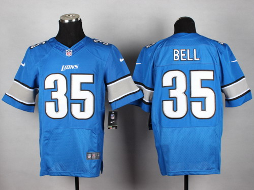 Men's Detroit Lions #35 Joique Bell Light Blue Nik Elite Jersey