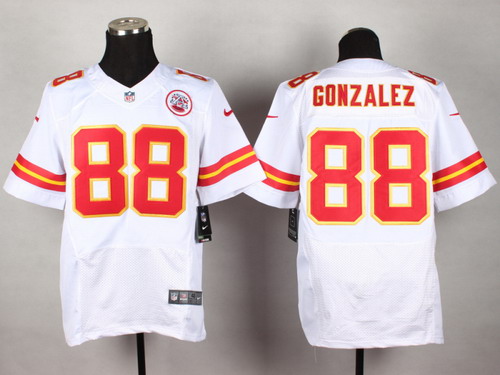 Men's Kansas City Chiefs #88 Tony Gonzalez White Nik Elite Jersey