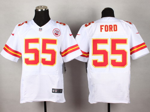 Men's Kansas City Chiefs #55 Dee Ford White Nik Elite Jersey