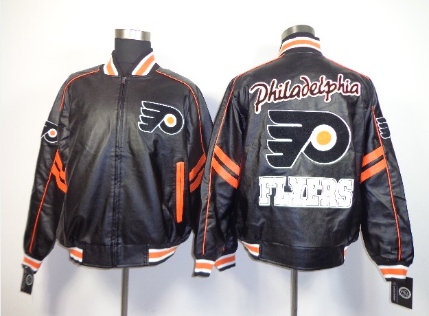 NHL Philadelphia Flyers Team Leather Coat-Black