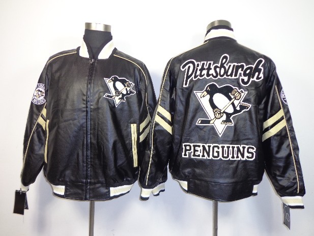 NHL Pittsburgh Penguins Team Leather Coat-Black