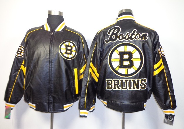 NHL Boston Bruins Blank Team Leather Coat-Black