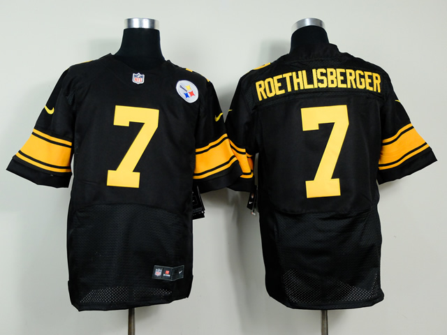 Men's Pittsburgh Steelers #7 Ben Roethlisberger Black With Yellow Nik Elite Jersey