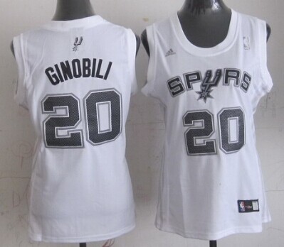 Women's San Antonio Spurs #20 Manu Ginobili White Jersey