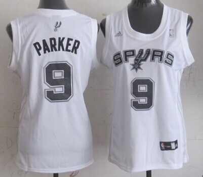 Women's San Antonio Spurs #9 Tony Parker White Jersey