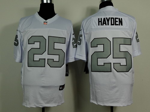 Men's Oakland Raiders #25 D.J. Hayden White With Silvery Nik Elite Jersey