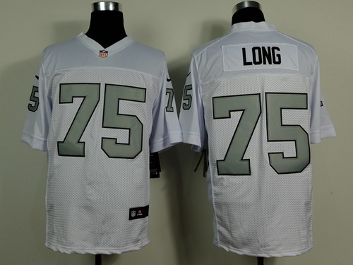 Men's Oakland Raiders #75 Howie Long White With Silvery Nik Elite Jersey