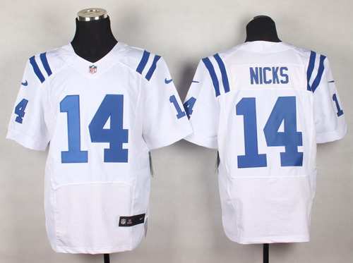 Men's Indianapolis Colts #14 Hakeem Nicks White Nik Elite Jersey