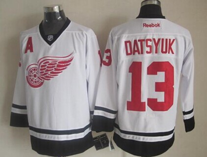 Men's Detroit Red Wings #13 Pavel Datsyuk 2014 White Jersey