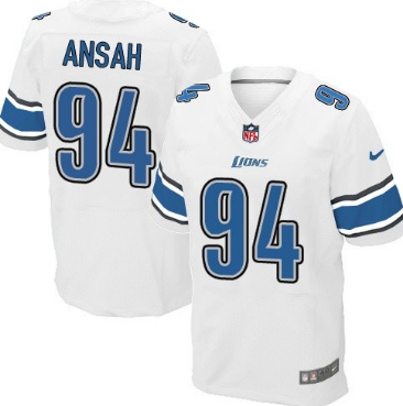 Men's Detroit Lions #94 Ezekiel Ansah White ENik lite Jersey