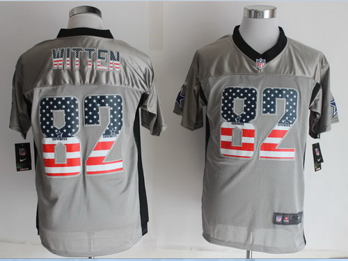 Men's Dallas Cowboys #82 Jason Witten 2014 USA Flag Fashion Gray Nik Elite Jerseys