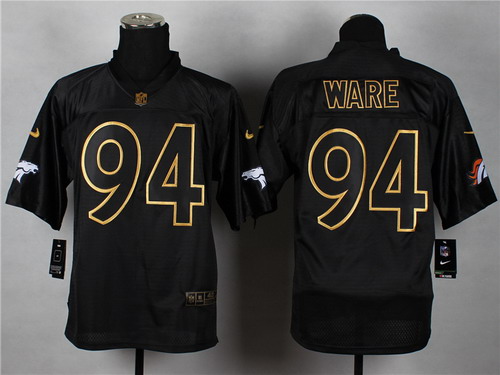 Men's Denver Broncos #94 DeMarcus Ware 2014 PRO Gold Lettering Nike Fashion Jerseys