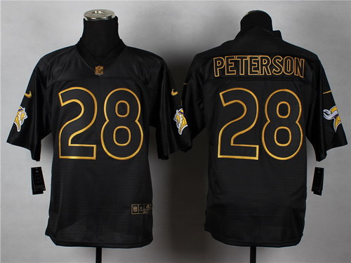 Men's Minnesota Vikings #28 Adrian Peterson 2014 PRO Gold Lettering Nike Fashion Jerseys