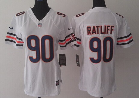 Women'sChicago Bears #90 Jeremiah Ratliff White Nik Limited  Jersey