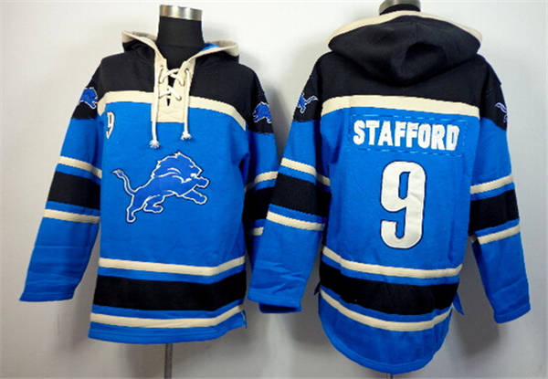 NFLPLAYERS Detroit Lions #9 Matthew Stafford Blue Hoody
