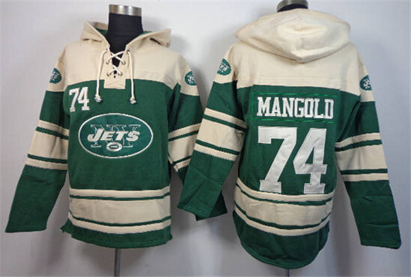 NNFLPLAYERS New York Jets #74 Nick Mangold Green Hoody