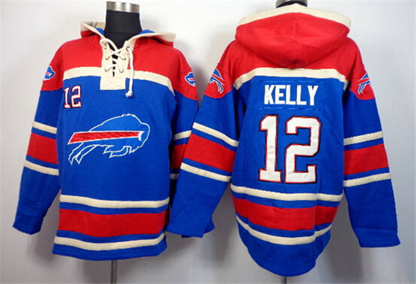 NFLPLAYERS Buffalo Bills #12 Jim Kelly Blue Hoody