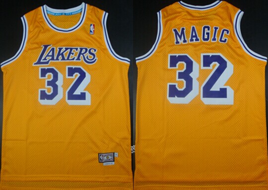 Men's Los Angeles Lakers #32 Magic Johnson 