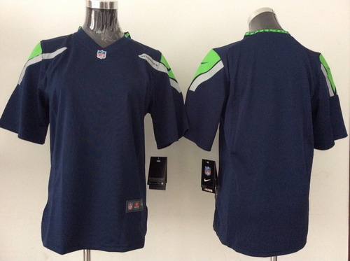 Kid's Seattle Seahawks Blank Navy Blue Nik Game Jersey