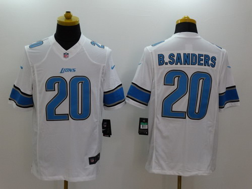 Men's Detroit Lions #20 Barry Sanders White Nike Elite Jersey