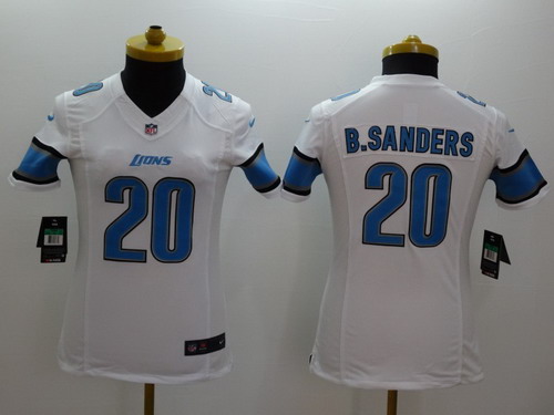 Women's Detroit Lions #20 Barry Sanders Previous White Nike Limited Jersey