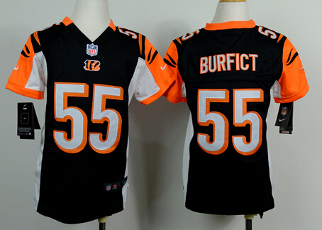 Kid's Cincinnati Bengals #55 Vontaze Burfict Team Color Black Nik Game Jersey