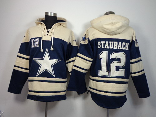 NFLPLAYERS Dallas Cowboys #12 Roger Staubach Blue Hoody