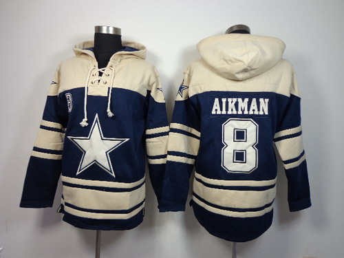 NFLPLAYERS Dallas Cowboys #8 Troy Aikman Blue Hoody