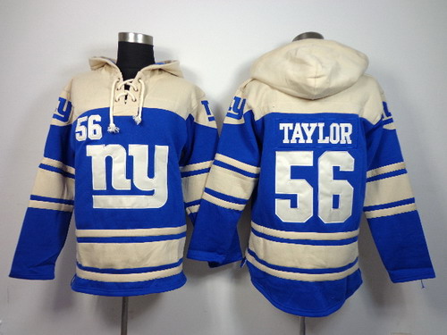 NFLPLAYERS New York Giants #56 Lawrence Taylor Blue Hoody