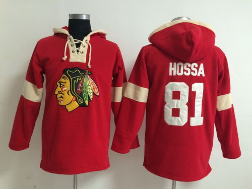 Old Time Hockey Chicago Blackhawks #81 Marian Hossa Pullover Hoody -2014 Red