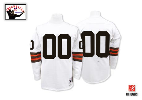 Mens Cheap Cleveland Browns Customized White Throwback Jerseys