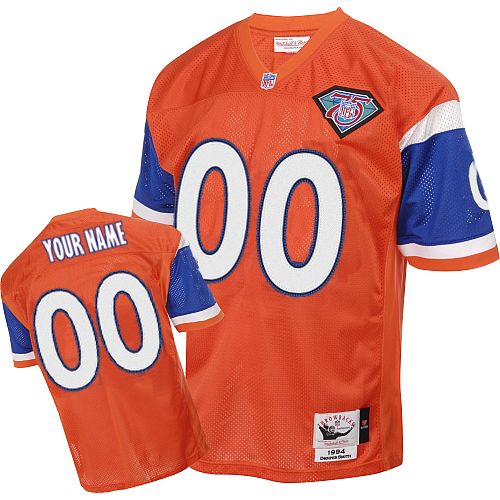 Cheap Denver Broncos Customized Orange Throwback With 75th Patch Men Jerseys