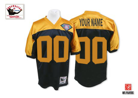 Cheap Green Bay Packers Customized Yellow Black Throwback With 75th Patch Men Jerseys